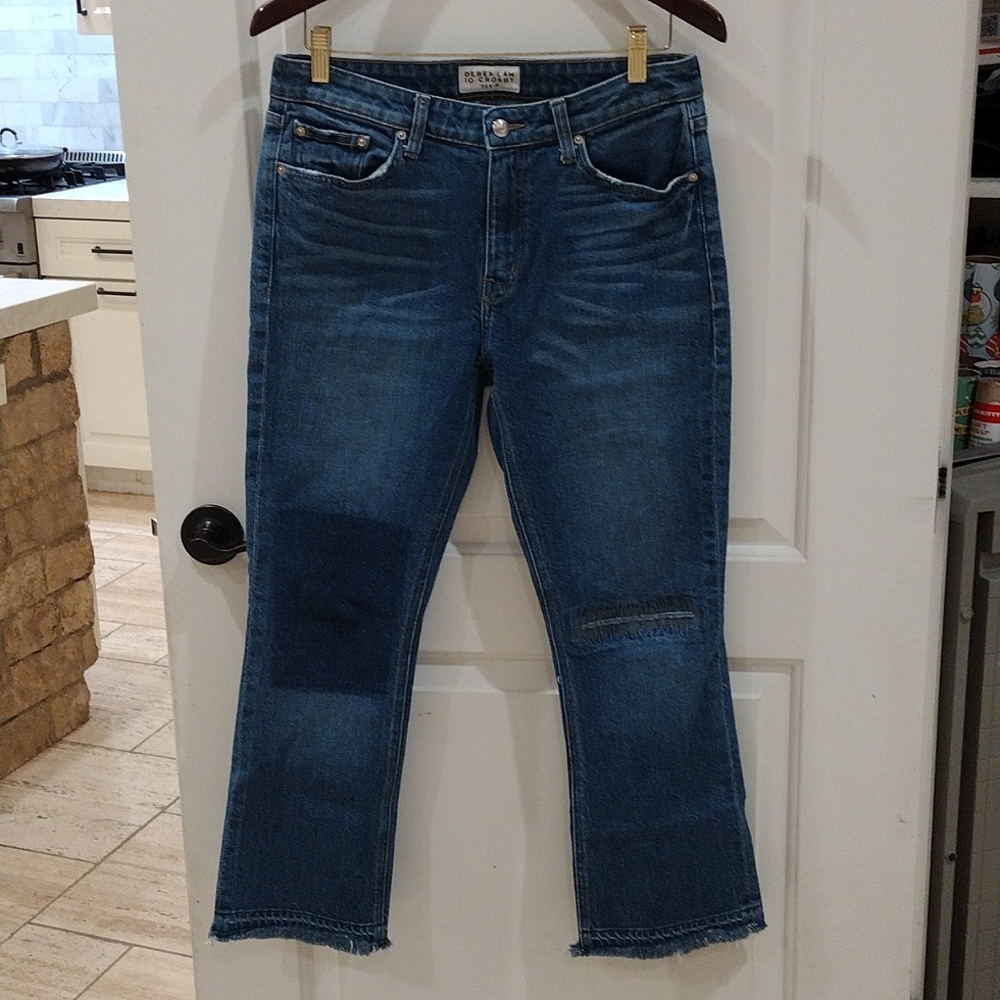 Derek Lam 10 Crosby Denim Gia.Mid-Rise Cropped Flare Size 30 Medium Wash